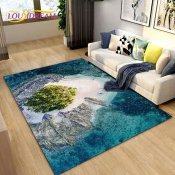 3D коврик с океаном, морской водой, пляжем, водным пейзажем, коврик для гостиной, спальни, дивана, коврик для двери, детский нескользящий напольный коврик 40x60cm(15x23in)