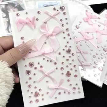 3D Kpop Photo Deco Stickers Pink Rhinestone Stickers For Photo Card Holder