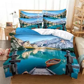 3D Красивый комплект постельного белья Queen Bedding Duvet Cover Set Bedding Bed Cover Cotton Queen Bed Cover Set Bed Set Bedding EU single(135x200cm)&set