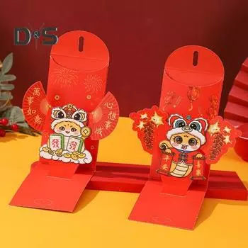 3D Красный конверт Год Змеи 2025 Китайский Красный Пакет Всплывающий Мультяшный Конверт Змеи Приносящий Удачу Денежный Конверт для Подарков на Праздник Весны A