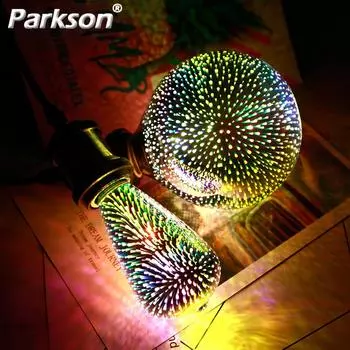 3D красочная светодиодная лампа Эдисона E27 220 В, винтажная лампа для украшения фейерверков ST64 G95 A60, рождественская ампула, светодиодное освещение лампы A60