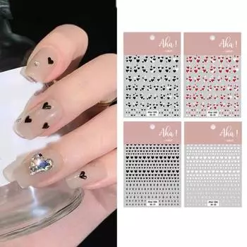 3D красочные полые наклейки для дизайна ногтей в форме сердца, голографические женские долговечные наклейки для гель-лака, маникюра