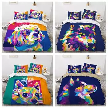 3D красочный домашний комплект постельного белья с животными, пуховый пододеяльник, 2 или 3 предмета, полноразмерный пододеяльник AU/EU/DE для украшения спальни Baby 100x135cm