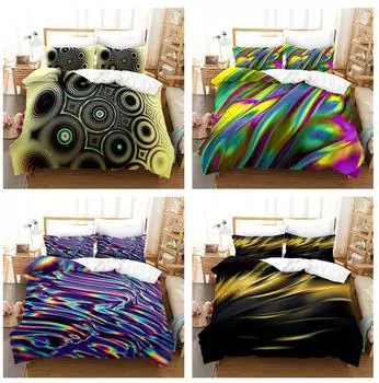 3D красочный комплект постельного белья, роскошное одеяло и наволочка, 2/3 шт. AU180 * 210, односпальная/двуспальная кровать, праздничный подарок, мягкий домашний текстиль из микрофибры Baby 100x135cm