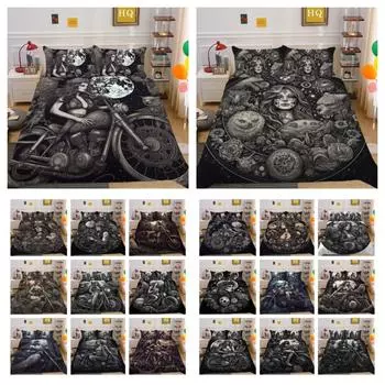 3D Красота Череп Печать Одеяло Комплект Один Размер Полиэстер Постельный Комплект Мужской Дизайн Модное Домашнее Постельное Белье UK Single 135x200cm