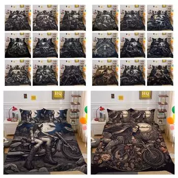 3D Красота Череп Печать Пододеяльник Двойной Размер Полиэстеровые Покрывала Мужской Дизайн Красивое Домашнее Постельное Белье UK Single 135x200cm