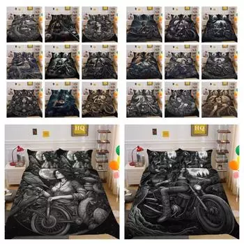 3D Красота Череп Печать Пододеяльник Полиэстер Покрывала Комплект постельного белья King Size Женский Прохладный Дизайн Декор Спальни UK Single 135x200cm