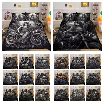 3D Красота Череп Печати Постельная Одежда Полноразмерный Полиэстер Подростковый Дизайн Мода Высокое Качество Домашнее Постельное Белье UK Single 135x200cm