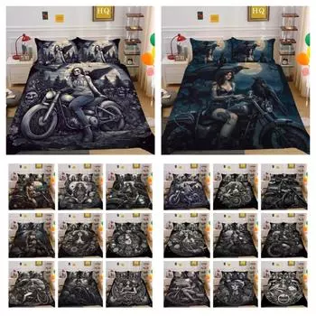 3D Красота Череп с принтом Постельный комплект King Size Покрывала из микрофибры Подростковая крутая мода Комплект одеял UK Single 135x200cm