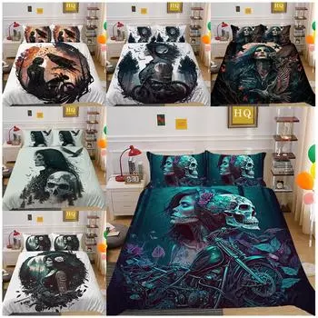 3D Красота и голова черепа Постельное белье Наволочка Комплект постельного белья Пододеяльник Полный размер односпальная/двуспальная кровать Украшение дома Baby 100x135cm