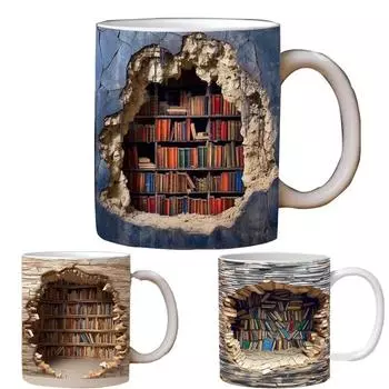 3D Креативная кружка со специальным дизайнерским эффектом, настенная и книжная полка, чашка для кофе и чая, рождественские подарки для мальчиков и девочек для офиса и дома 301-400ml