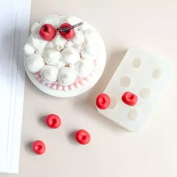 3D креативная смоляная форма для выпечки в форме вишни, инструмент для украшения торта, шоколадная форма, форма для конфет Sugarcraft белый