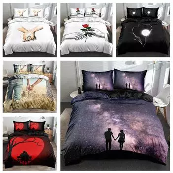 3D креативное романтическое и красивое постельное белье пара пуховый пододеяльник наволочка 2/3 шт King Queen покрывало комплект домашний текстиль подарок Baby 100x135cm