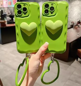 3d креативный чехол для телефона с волнистыми краями и сердечками горчичного цвета для Iphone 14 13 Pro Max 12 11 X Xs Xr 7 8 Plus защитная задняя крышка For iPhone 8