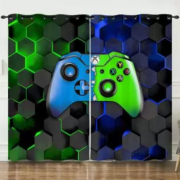 3D креативный геймпад, геймерские элементы ручной игры, шторы, украшение комнаты, спальня, гостиная, солнцезащитный козырек, плотные плотные шторы, 2 шт. W50H130(CM)x2&Hook
