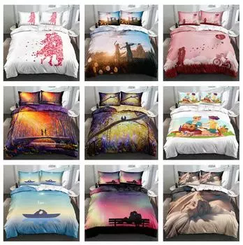 3D Креативный комплект постельного белья ко Дню святого Валентина, пара пуховых пододеяльников, наволочка, 2/3 предмета, супер двуспальная кровать, полноразмерный домашний текстиль, женский пододеяльник Baby 100x135cm