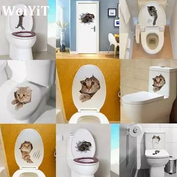 3D креативный кот трехмерные наклейки на стену украшения дома наклейки на холодильник 16*20CM