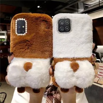 3D креативный плюшевый чехол с изображением задницы корги для Samsung Galaxy S23 S22 Ultra S21 S20 Fe S10 A14 A24 A34 A54 A13 A23 A33 A53 A12 A22 A323 A52 A31 A51 A71 iphone 6 6s белый