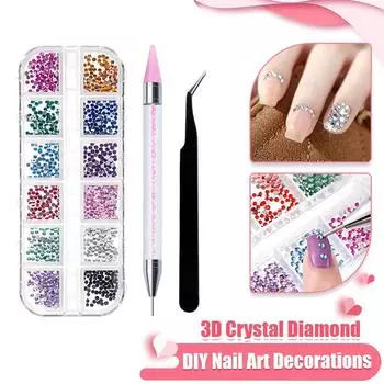 3D кристалл алмаз драгоценный камень наклейки DIY нейл-арт горячее сверление блестки блестки гламур маникюрный салон украшения ногтей нейл-арт