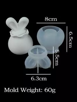 3D Кролик Форма Баночка Украшения Формы Креативные Милые Кроличьи Уши Гипсоцемент Ароматизированная Свеча Банка Силиконовая Форма Товары Для Домашнего Декора