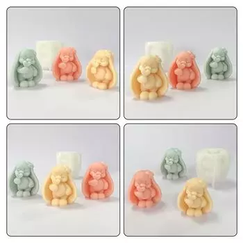 3D Кролик Силиконовая форма Формы для ароматизированных свечей Формы из эпоксидной смолы Формы для выпечки Товары для творчества для шоколадных украшений