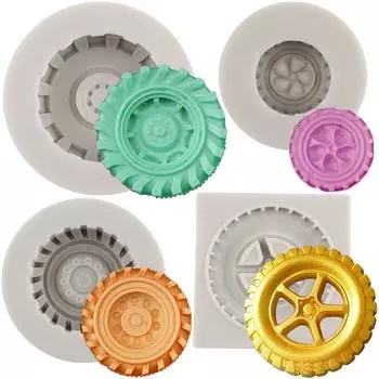 3D круглая форма для помадки, колеса грузовика, силиконовые формы для украшения торта из сахара, топпер для кексов, шоколадные конфеты, жевательная паста, форма для полимерной глины красный