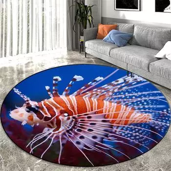 3D круглый ковер с морской рыбой для детской комнаты, детский ковер, коврик для ползания, детский коврик для кровати, большой коврик для спальни, гостиной, моющийся Diameter 60cm