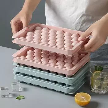 3D круглый лоток для льда с крышкой, пластиковая форма в форме ромба, холодильник, сферические формы для самостоятельного изготовления шариков, кухонные принадлежности