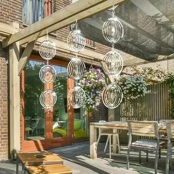 3D круглый ветровой спиннер, украшение для отпугивания птиц, открытый сад, двор, ферма, подвесной светоотражающий металлический колокольчик, устройство для отпугивания птиц, орнамент 1pc