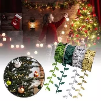 3D кружевная отделка в виде листа, рулон 10 м, цветная тканевая декоративная лента, многоцелевой подарок в виде листа золотистый