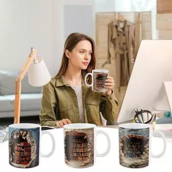 3D Кружка для книжной полки, креативная декоративная 3D Кружка для библиотечной полки, белая керамическая 3D Кружка для кофе в виде книги, 11 унций, многофункциональная кофейная чашка 11oz