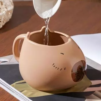 3D кружка Капибара Капибара Пара Посуда для напитков 650 мл Мультфильм Капибара Забавное животное Кофейная чашка Дизайн сердца Керамический чай Рождественские чашки 650ML