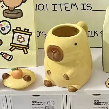 3D кружка капибара керамическая кружка для кофе мультяшная капибара парная чашка с ручкой и крышкой забавная чашка для чая подарок для девочек реквизит для фотосессии на вечеринке