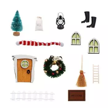 3D Кукольный Дом Дверь Яркий Дизайн Реалистичное Мастерство Рождественская Елка Сделай Сам Декор A