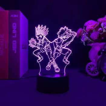 3d лампа аниме Hunter X Hunter Killua and Gon для декора спальни ночник подарок на день рождения светодиодный ночник манга Hxh Killua