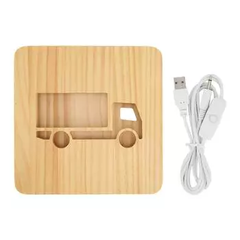3D лампа для резьбы по дереву 2 Вт в форме автомобиля, полый дизайн, теплый белый свет, ночник из сосны, прикроватная лампа для B