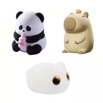 3D лампа Капибара, милая панда, аниме, силиконовый ночник, сенсорное управление, USB перезаряжаемая лампа с таймером и затемнением, кошка, лампа для сна, домашний декор One Size