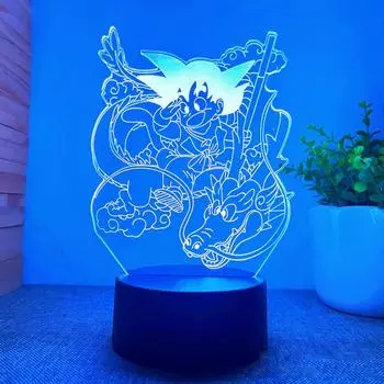 3D Лампа LED Ночной Светильник USB зарядка Аниме Гоку Вегета Dragon Ball Z Супер Сайян Гоку Джирен Броли Настольная Лампа Подарок 7/16 Цвета 7 colors