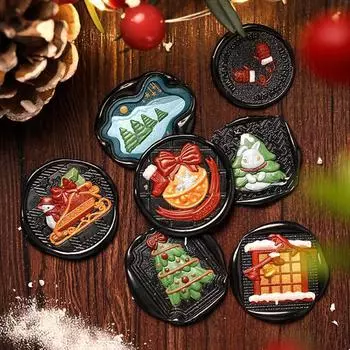 3D Layered Stereo Christmas Wax Seal Stamps Retro Vintage Sealing Stamp Head For Festival Gift Wrapping Cards Scrapbooking