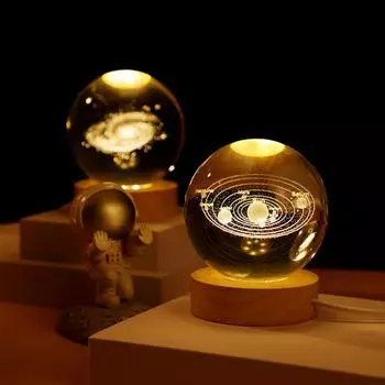 3D лазерная гравировка хрустальный шар хрустальный шар украшение Солнце Галактика Луна Земля Сатурн Юпитер светящийся