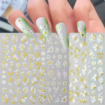 3D лазерные наклейки для ногтей, красочные бабочки, цветы, клейкие слайдеры, наклейки для дизайна ногтей, маникюрные украшения