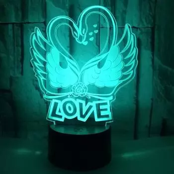 3D LED Night Light Remote Or Touch Control Swan Shaped Table Desk Lamp Xmas Home Decoration Lovely Gifts For Kids Girls or Wife