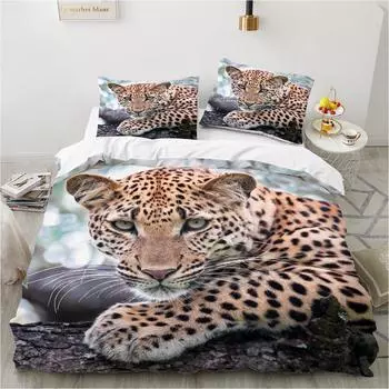 3D леопардовые комплекты постельного белья, пододеяльник с наволочкой, двойное полное постельное белье Queen King, постельное белье AU single 140x210