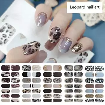 3D Леопардовые наклейки для ногтей, самодельные креативные накладные ногти, советы по маникюру, нашивки для ногтей, полное покрытие, наклейка для лака для ногтей OM003