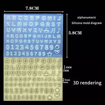 3D Letter Musical Note Number Nail Silicone Mold Diy Fashion Nail Decoration Tools Nail Templates Manicure Design Tool Supplies A3