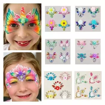 3D лицо, тело, стразы, наклейки, сделай сам, детские наклейки с драгоценными камнями, татуировки на лбу, вечерние наклейки