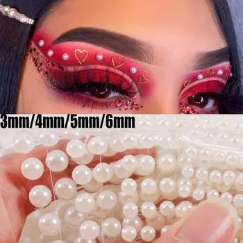 3D лицо жемчуг драгоценности наклейки для теней для век самоклеящиеся лицо тело брови Алмазная наклейка для ногтей украшение с бриллиантами 3 мм/4 мм/5 мм/6 мм 6mm 504pcs белый
