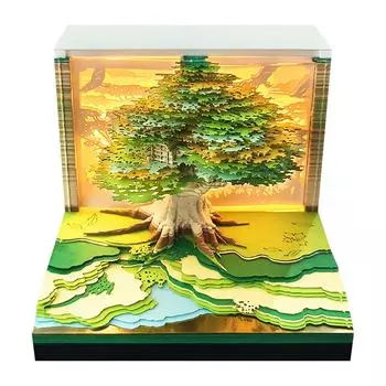3D Light Art Calendar 2025, 3D Memo Pad Creative Time Piece Calendar Tree Rip Away Paper Carving Multicolor DIY Note One Size