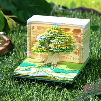3D Light Art Calendar 2025, 3D Memo Pad Creative Time Piece Calendar Tree Rip Away Paper Carving Multicolor DIY Note One Size