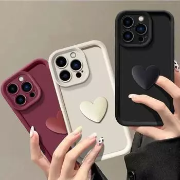 3D Lovely Heart силиконовый чехол для iPhone 16 Pro 15 14 Pro Max 13 12 Mini 11 X XR Xs Max 7 8 Plus SE2 SE3 милый чехол мягкий TPU задняя крышка телефона iPhone 12Mini белый